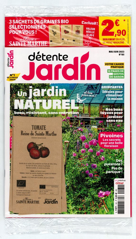 Numéro 161 magazine Détente Jardin + Graines bio