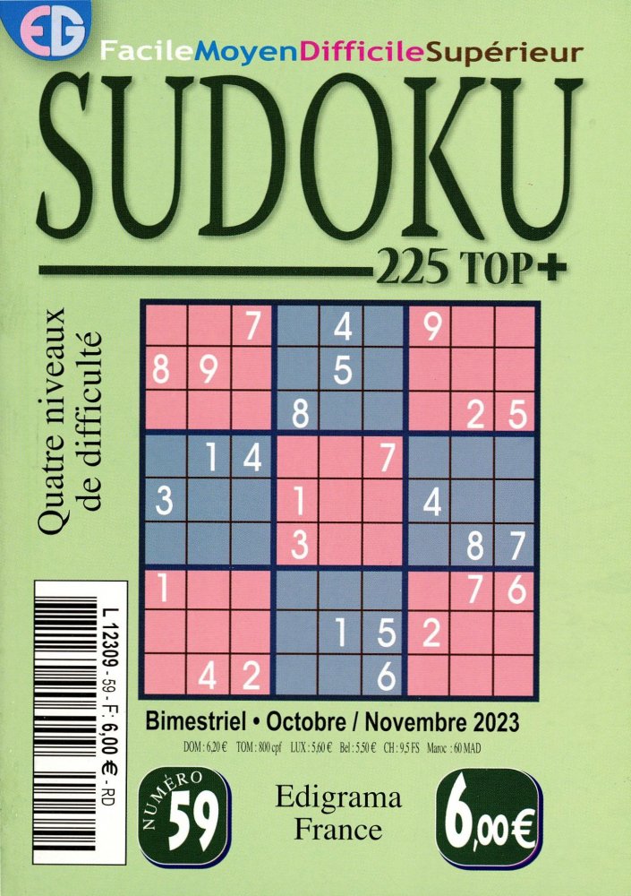 Numéro 59 magazine EG Sudoku 225 Top +