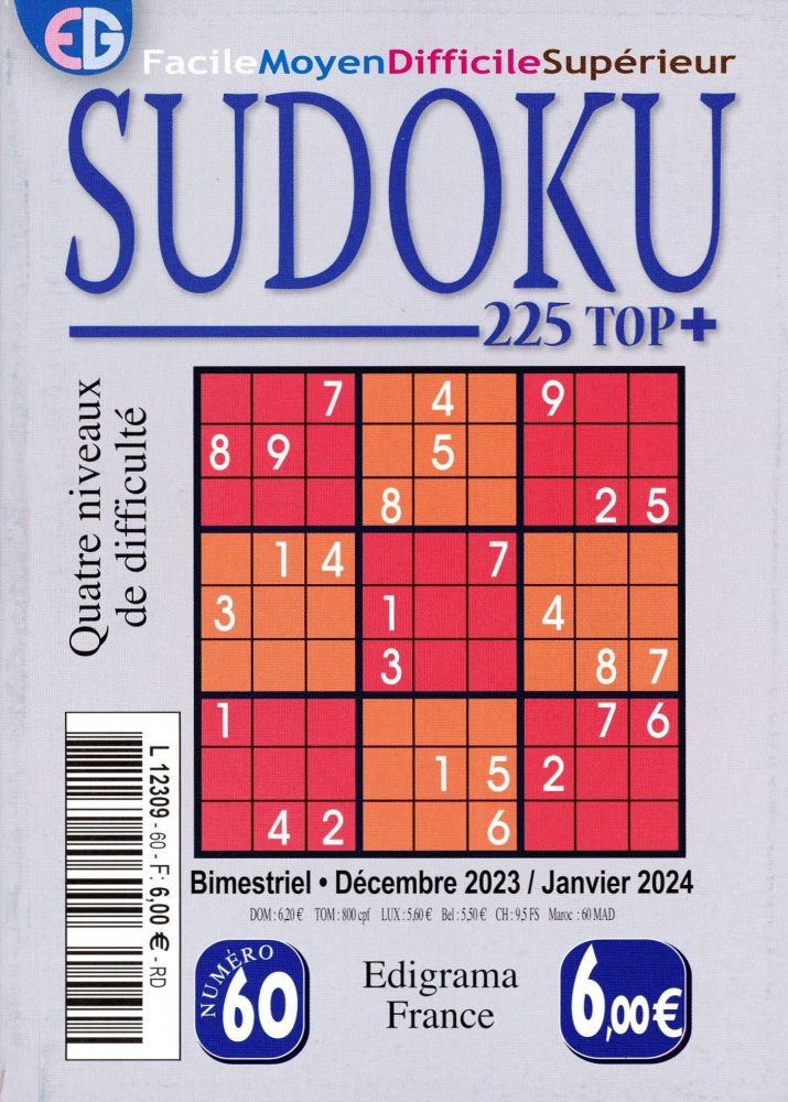 Numéro 60 magazine EG Sudoku 225 Top +