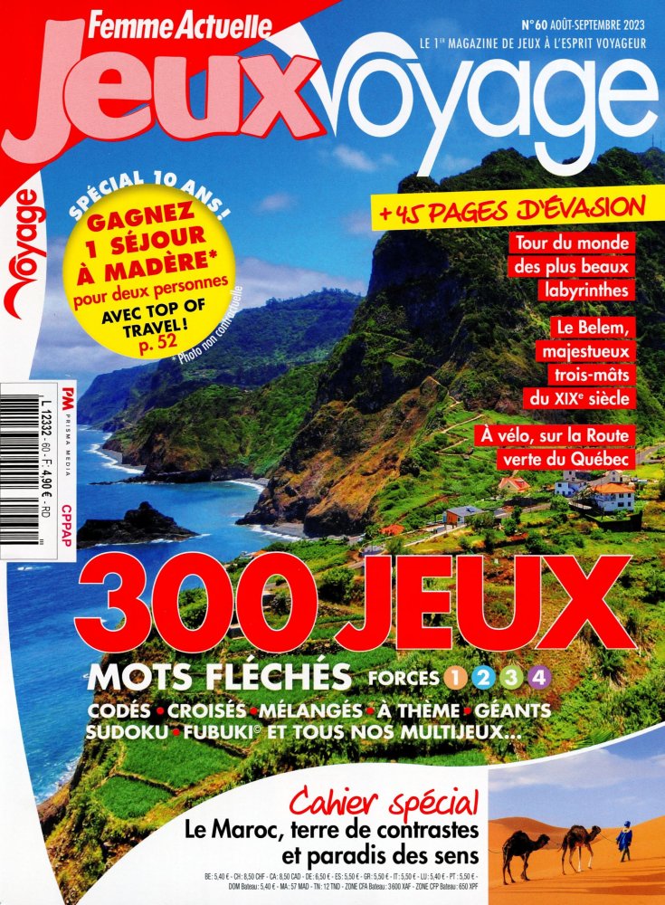 Numéro 60 magazine Femme Actuelle Jeux Voyage