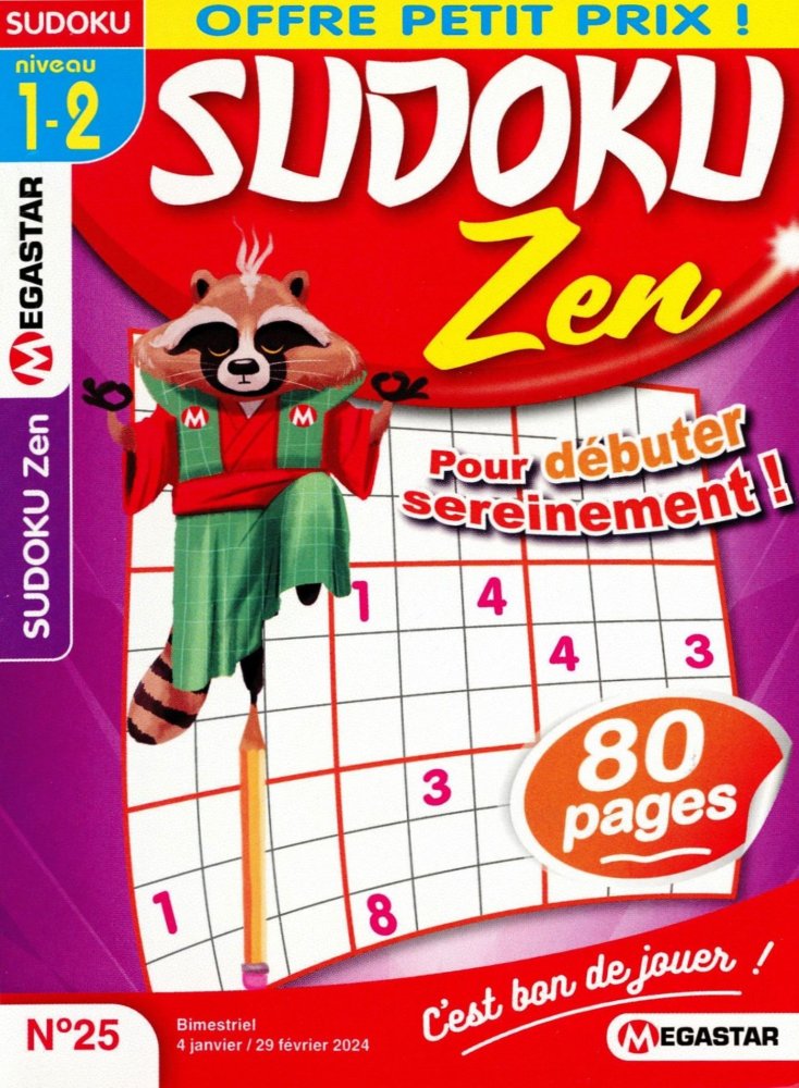 Numéro 25 magazine MG Sudoku Zen Niv 1/2