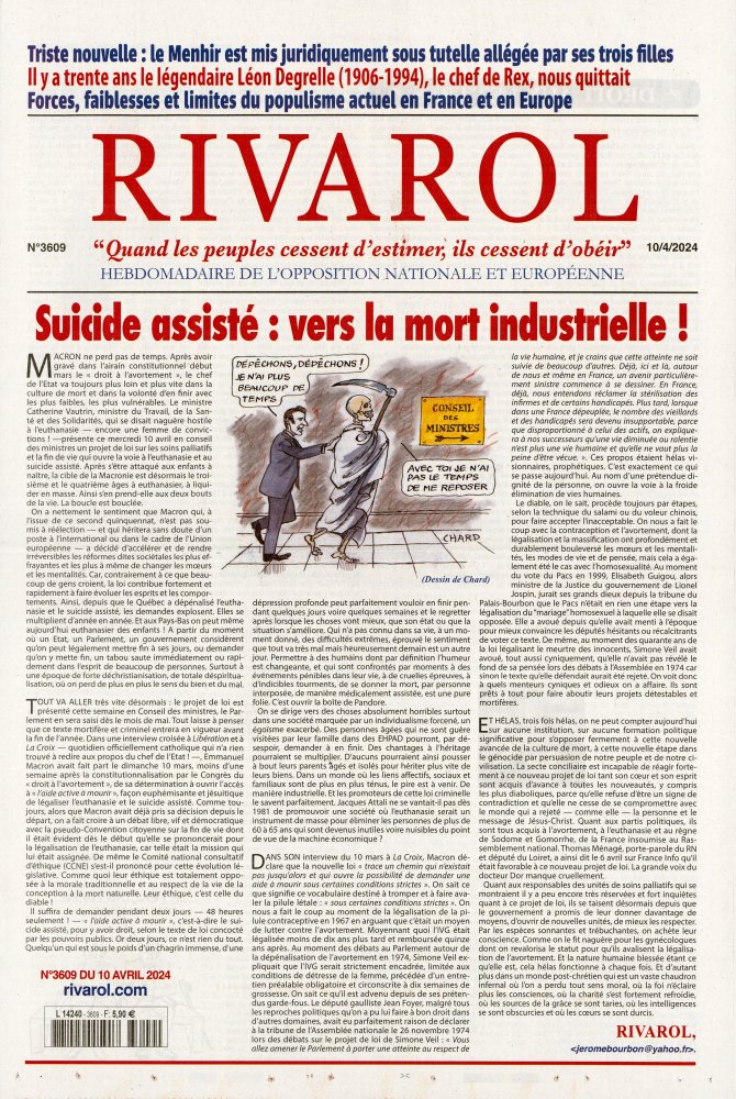 Numéro 3609 magazine Rivarol