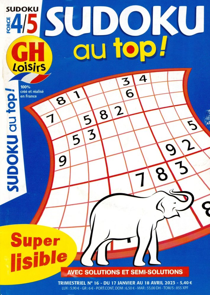 Numéro 16 magazine GH niveau 4/5 Sudoku Au Top!