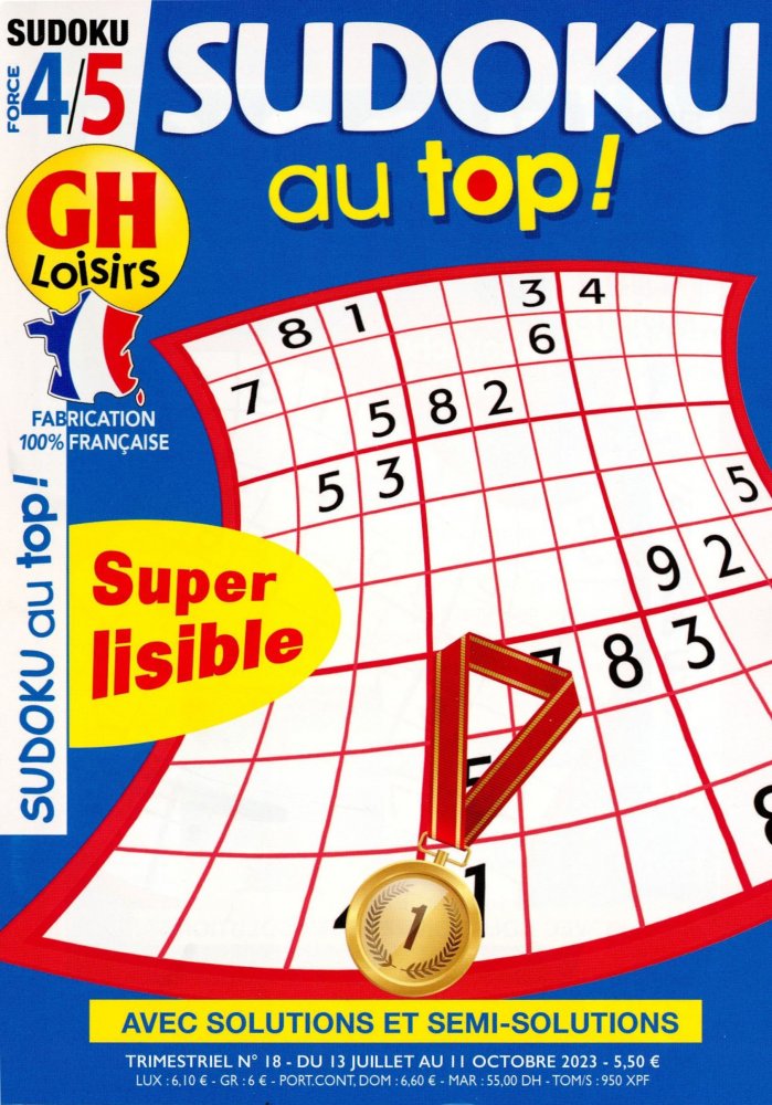 Numéro 18 magazine GH niveau 4/5 Sudoku Au Top!