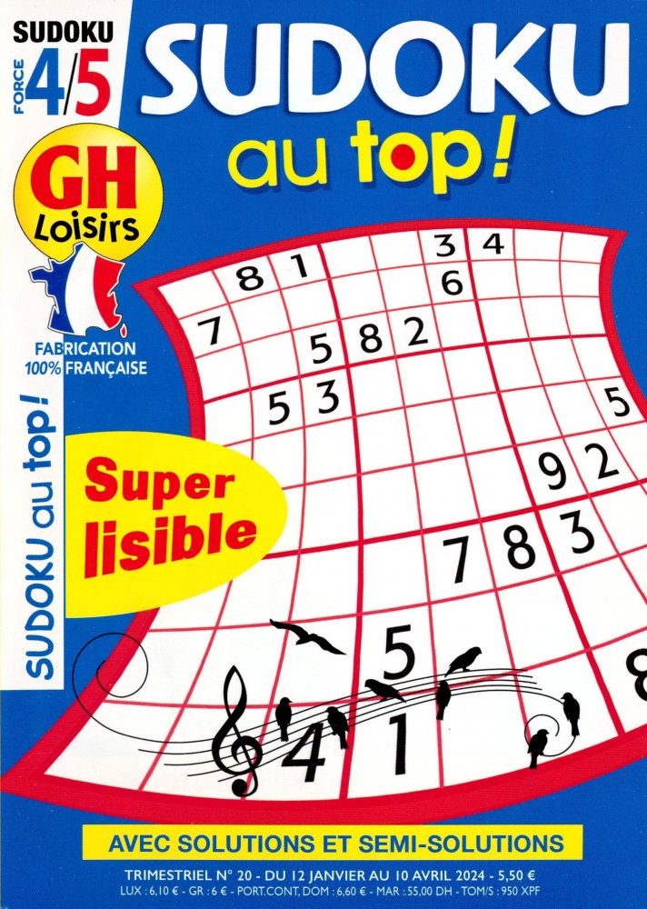 Numéro 20 magazine GH niveau 4/5 Sudoku Au Top!