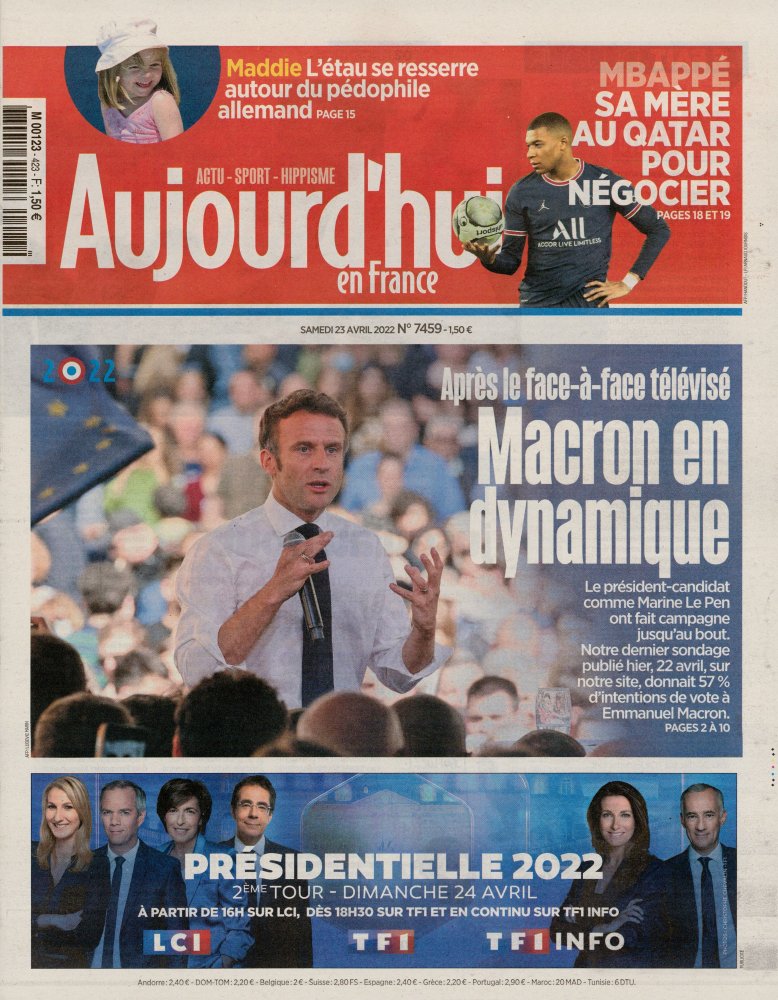 Numéro 423 magazine Aujourd'hui En France