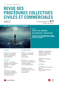 Magazine Revue des Procédures collectives civiles et commerciales