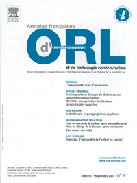 Magazine Annales françaises d'oto-laryngologie et de pathologie cervico-faciale