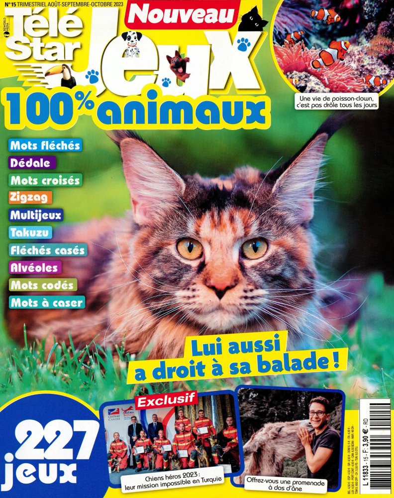 Numéro 15 magazine Télé Star Jeux 100% Animaux
