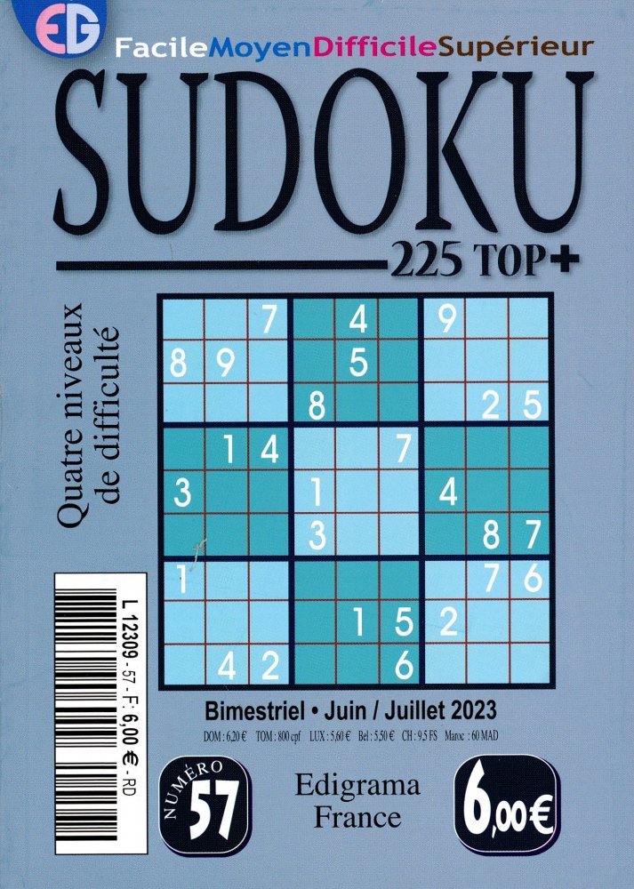 Numéro 57 magazine EG Sudoku 225 Top +