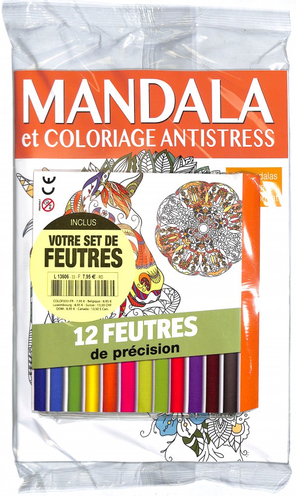Numéro 33 magazine Mandala et Coloriage Antistress + Set de Feutres