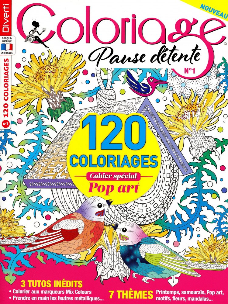 Numéro 1 magazine DIVERTI Coloriage Pause détente