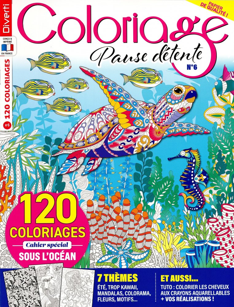 Numéro 6 magazine DIVERTI Coloriage Pause détente