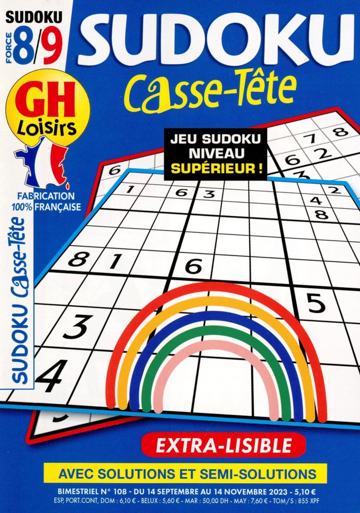 Numéro 108 magazine GH Sudoku Casse-Tête Niv 8/9