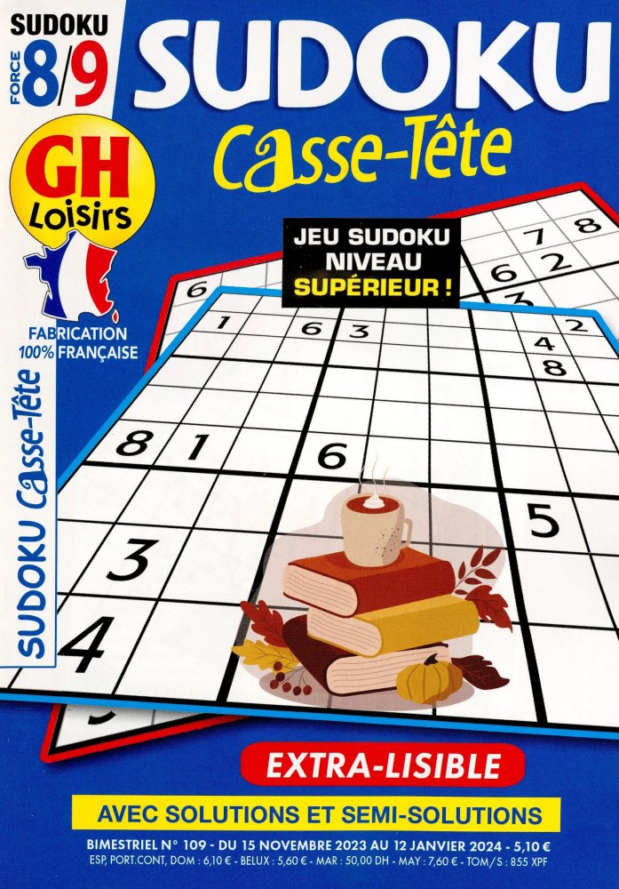 Numéro 109 magazine GH Sudoku Casse-Tête Niv 8/9