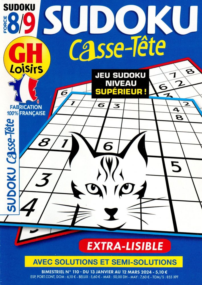 Numéro 110 magazine GH Sudoku Casse-Tête Niv 8/9