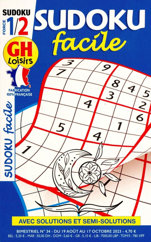 Numéro 34 magazine GH Sudoku Facile  Force 1-2