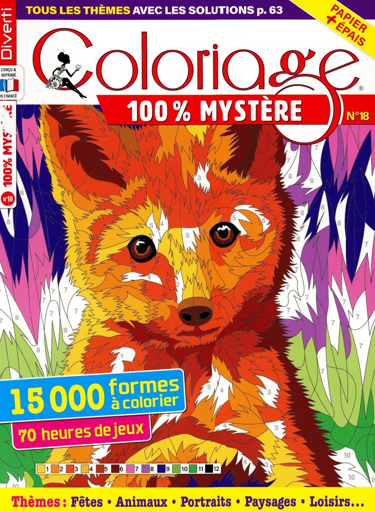 Numéro 18 magazine Diverti Coloriage 100% Mystère