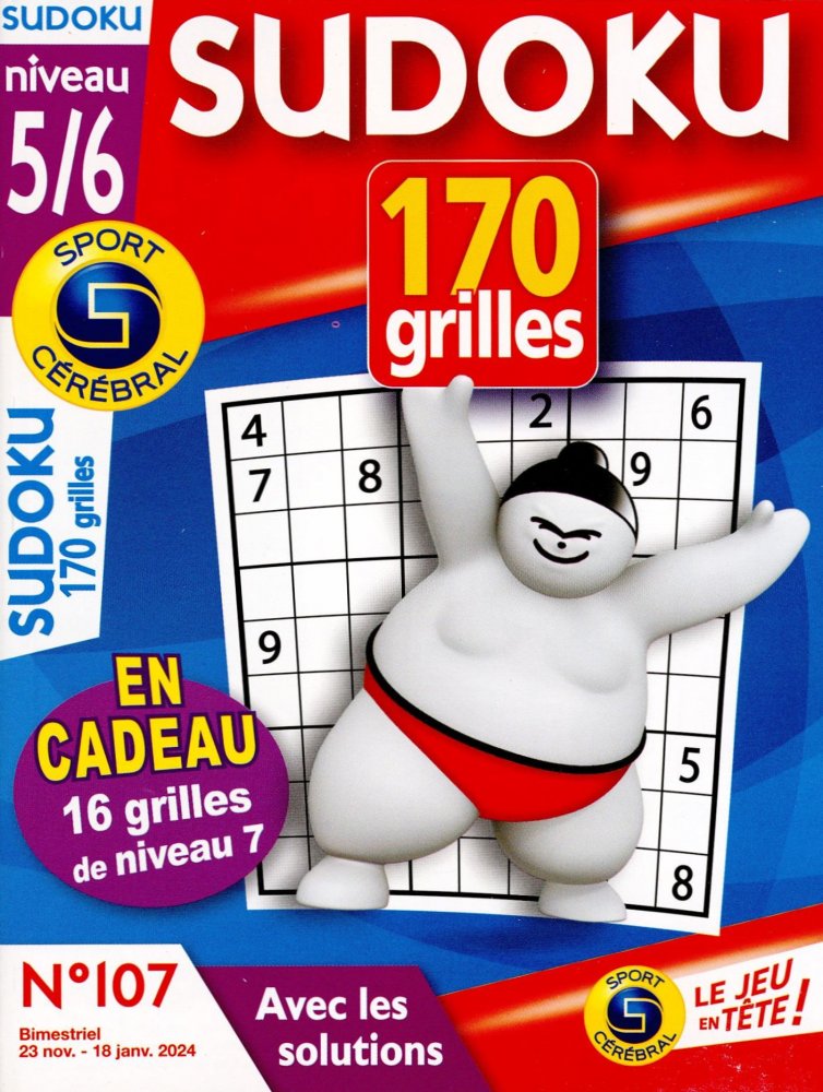 Numéro 107 magazine SC Sudoku 170 grilles Niv 5/6