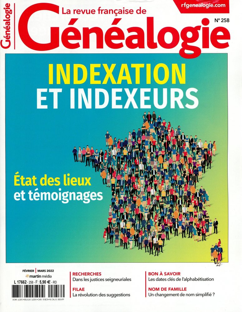 Numéro 258 magazine La Revue Française de Généalogie
