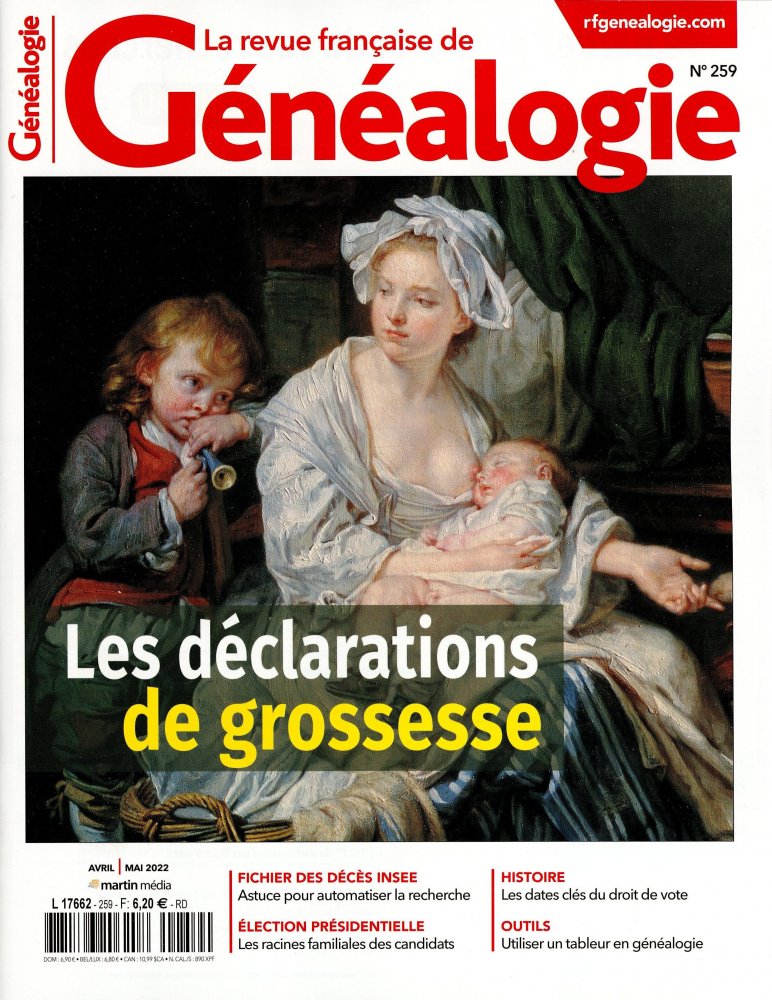 Numéro 259 magazine La Revue Française de Généalogie
