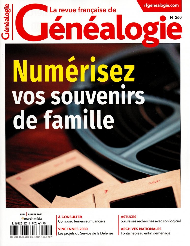 Numéro 260 magazine La Revue Française de Généalogie