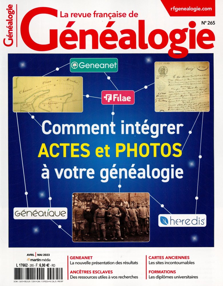 Numéro 265 magazine La Revue Française de Généalogie