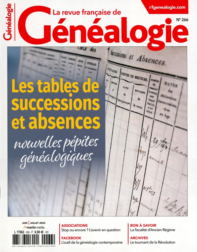 Numéro 266 magazine La Revue Française de Généalogie