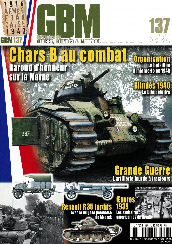 Numéro 137 magazine GBM Histoire de Guerre, Blindés & Matériel