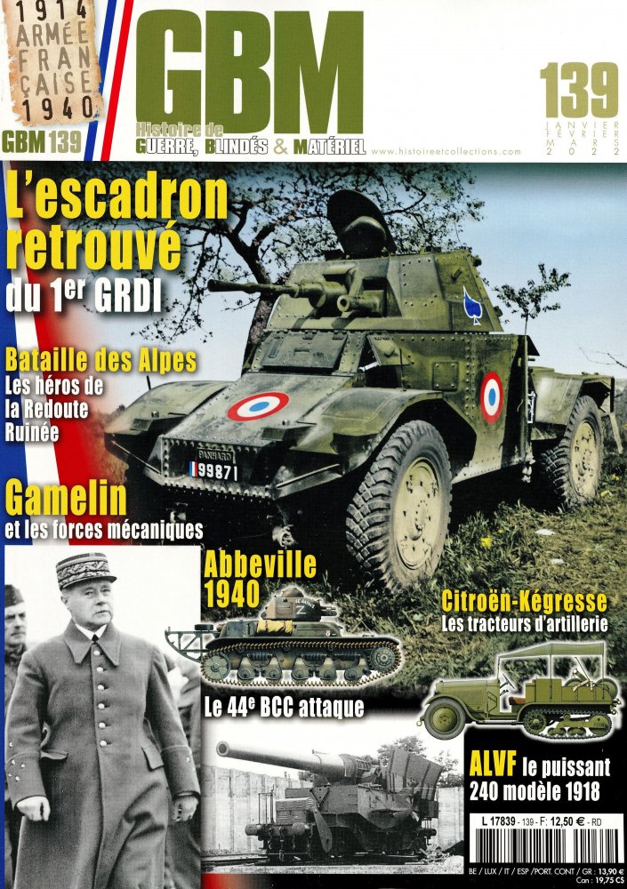 Numéro 139 magazine GBM Histoire de Guerre, Blindés & Matériel