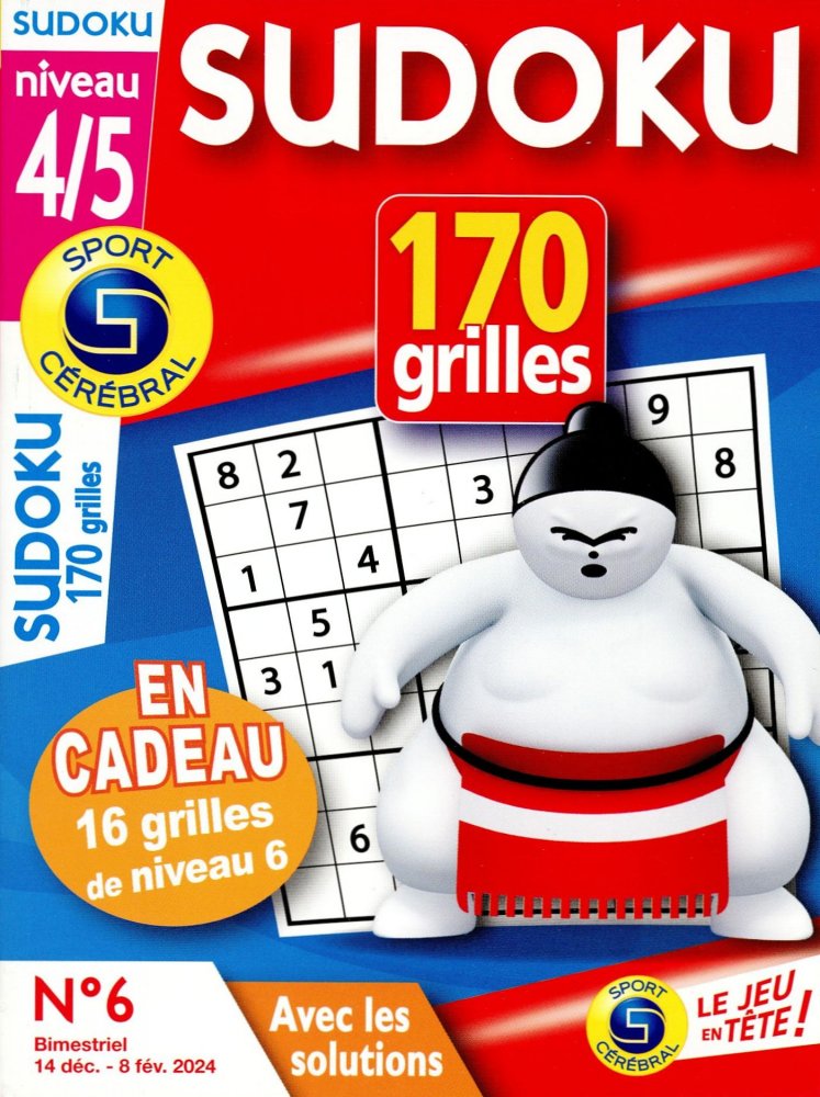 Numéro 6 magazine SC Sudoku 170 grilles Niv 4/5