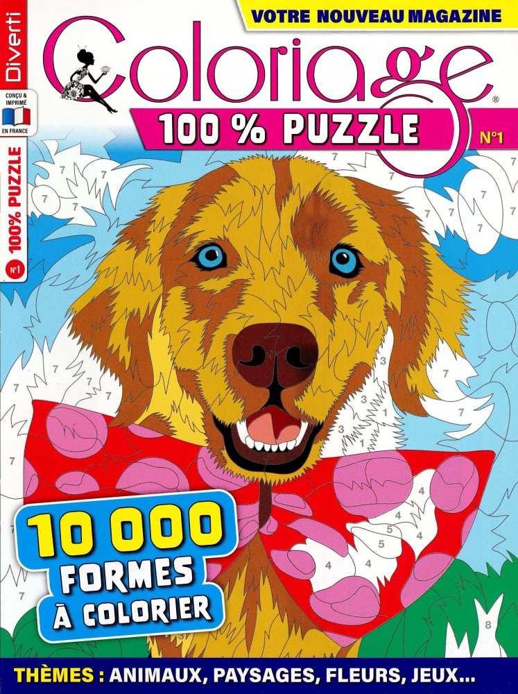 Numéro 1 magazine Diverti Coloriage 100% Puzzle