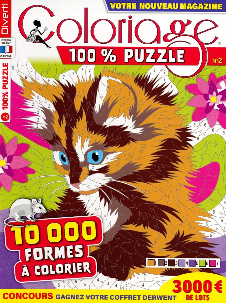 Numéro 2 magazine Diverti Coloriage 100% Puzzle